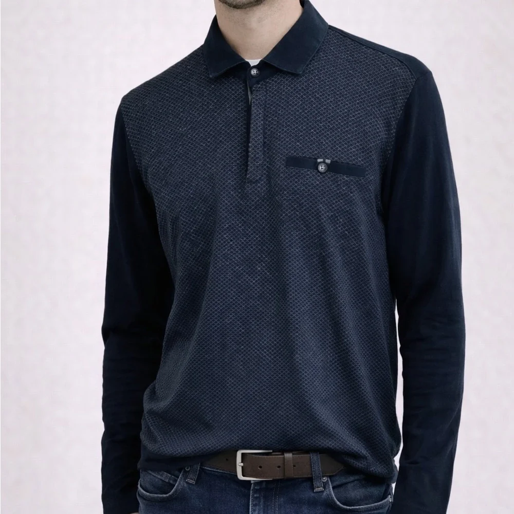 Ted Baker London Black Knit Collared Pullover Sweater Medium